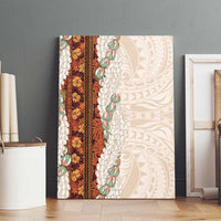 Aloha Hawaii Mikioi Lei Canvas Wall Art Cattail Red Tropical Flower Pattern - Polynesian Pride