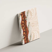 Aloha Hawaii Mikioi Lei Canvas Wall Art Cattail Red Tropical Flower Pattern - Polynesian Pride