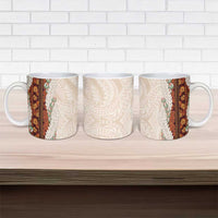 Aloha Hawaii Mikioi Lei Ceramic Mug Cattail Red Tropical Flower Pattern - Polynesian Pride