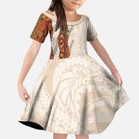 Aloha Hawaii Mikioi Lei Family Matching Puletasi and Hawaiian Shirt Cattail Red Tropical Flower Pattern - Polynesian Pride