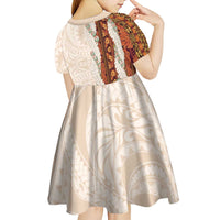 Aloha Hawaii Mikioi Lei Kid Short Sleeve Dress Cattail Red Tropical Flower Pattern - Polynesian Pride