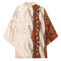 Aloha Hawaii Mikioi Lei Kimono Cattail Red Tropical Flower Pattern - Polynesian Pride