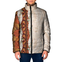 Aloha Hawaii Mikioi Lei Padded Jacket Cattail Red Tropical Flower Pattern LT14 Men Cattail Red - Polynesian Pride