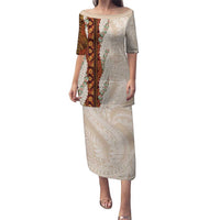 Aloha Hawaii Mikioi Lei Puletasi Cattail Red Tropical Flower Pattern - Polynesian Pride