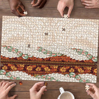 Aloha Hawaii Mikioi Lei Puzzle Cattail Red Tropical Flower Pattern - Polynesian Pride