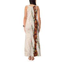 Aloha Hawaii Mikioi Lei Tank Maxi Dress Cattail Red Tropical Flower Pattern - Polynesian Pride