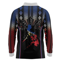 Mabuhay Philippines Festival Long Sleeve Polo Shirt Filipino Map Sampaguita Igorot Pattern