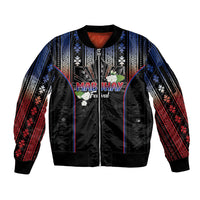 Mabuhay Philippines Festival Sleeve Zip Bomber Jacket Filipino Map Sampaguita Igorot Pattern