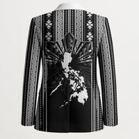 Mabuhay Philippines Festival Blazer Filipino Map Black White Igorot Pattern