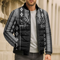 Mabuhay Philippines Festival Bomber Puffer Jacket Filipino Map Black White Igorot Pattern