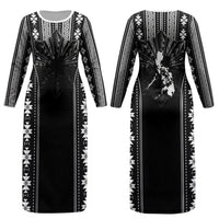 Mabuhay Philippines Festival Couples Matching Long Sleeve Bodycon Dress and Hawaiian Shirt Filipino Map Black White Igorot Pattern