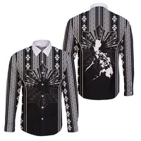Mabuhay Philippines Festival Family Matching Long Sleeve Bodycon Dress and Hawaiian Shirt Filipino Map Black White Igorot Pattern