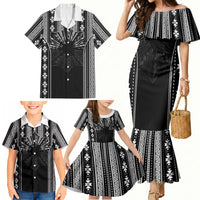 Mabuhay Philippines Festival Family Matching Mermaid Dress and Hawaiian Shirt Filipino Map Black White Igorot Pattern