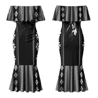 Mabuhay Philippines Festival Family Matching Mermaid Dress and Hawaiian Shirt Filipino Map Black White Igorot Pattern