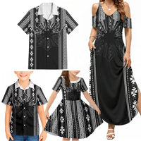 Mabuhay Philippines Festival Family Matching Summer Maxi Dress and Hawaiian Shirt Filipino Map Black White Igorot Pattern