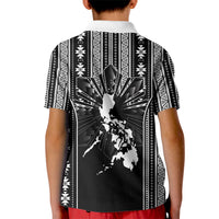 Mabuhay Philippines Festival Kid Polo Shirt Filipino Map Black White Igorot Pattern