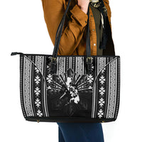 Mabuhay Philippines Festival Leather Tote Bag Filipino Map Black White Igorot Pattern
