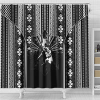 Mabuhay Philippines Festival Shower Curtain Filipino Map Black White Igorot Pattern