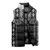 Mabuhay Philippines Festival Sleeveless Puffer Jacket Filipino Map Black White Igorot Pattern