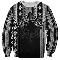 Mabuhay Philippines Festival Sweatshirt Filipino Map Black White Igorot Pattern