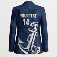 New Zealand Auckland Football Custom Blazer Navy Blue City Anchor Sky Tower Symbol - Polynesian Pride