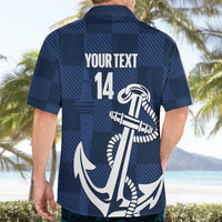 New Zealand Auckland Football Custom Hawaiian Shirt Navy Blue City Anchor Sky Tower Symbol - Polynesian Pride