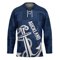 New Zealand Auckland Football Custom Hockey Jersey Navy Blue City Anchor Sky Tower Symbol - Polynesian Pride