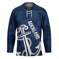 New Zealand Auckland Football Custom Hockey Jersey Navy Blue City Anchor Sky Tower Symbol - Polynesian Pride