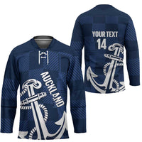 New Zealand Auckland Football Custom Hockey Jersey Navy Blue City Anchor Sky Tower Symbol - Polynesian Pride