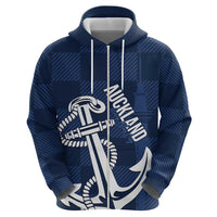 New Zealand Auckland Football Custom Hoodie Navy Blue City Anchor Sky Tower Symbol - Polynesian Pride