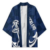 New Zealand Auckland Football Custom Kimono Navy Blue City Anchor Sky Tower Symbol - Polynesian Pride