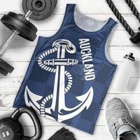 New Zealand Auckland Football Custom Men Tank Top Navy Blue City Anchor Sky Tower Symbol - Polynesian Pride