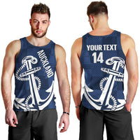 New Zealand Auckland Football Custom Men Tank Top Navy Blue City Anchor Sky Tower Symbol - Polynesian Pride
