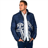New Zealand Auckland Football Custom Padded Jacket Navy Blue City Anchor Sky Tower Symbol - Polynesian Pride
