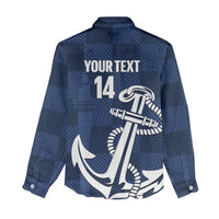 New Zealand Auckland Football Custom Women Casual Shirt Navy Blue City Anchor Sky Tower Symbol - Polynesian Pride