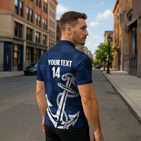 New Zealand Auckland Football Custom Zipper Polo Shirt Navy Blue City Anchor Sky Tower Symbol - Polynesian Pride