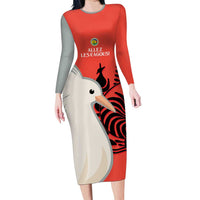 Custom Nouvelle-Caledonie Football Long Sleeve Bodycon Dress Allez Les Cagous Simple Style