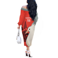 Custom Nouvelle-Caledonie Football Off The Shoulder Long Sleeve Dress Allez Les Cagous Simple Style