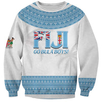 Custom Fiji Tapa Football Sweatshirt Go Bula Boy! LT14 Unisex White - Polynesian Pride