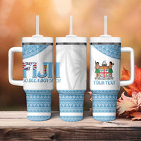 Custom Fiji Tapa Football Tumbler With Handle Go Bula Boy!
