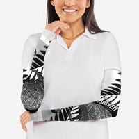 New Zealand Silver Fern Curling Personalised Arm Sleeves Aotearoa Kiwi Ponga Black White Version LT14 - Polynesian Pride