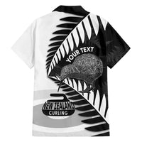 New Zealand Silver Fern Curling Personalised Hawaiian Shirt Aotearoa Kiwi Ponga Black White Version - Polynesian Pride