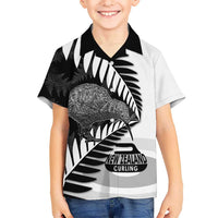 New Zealand Silver Fern Curling Personalised Hawaiian Shirt Aotearoa Kiwi Ponga Black White Version - Polynesian Pride