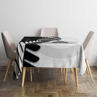 New Zealand Silver Fern Curling Personalised Tablecloth Aotearoa Kiwi Ponga Black White Version LT14 - Polynesian Pride