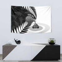 New Zealand Silver Fern Curling Personalised Tapestry Aotearoa Kiwi Ponga Black White Version LT14 - Polynesian Pride