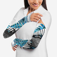 New Zealand Silver Fern Curling Personalised Arm Sleeves Aotearoa Kiwi Ponga Paua Shell Version LT14 - Polynesian Pride