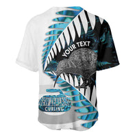 New Zealand Silver Fern Curling Personalised Baseball Jersey Aotearoa Kiwi Ponga Paua Shell Version LT14 - Polynesian Pride
