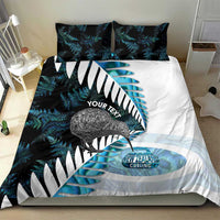 New Zealand Silver Fern Curling Personalised Bedding Set Aotearoa Kiwi Ponga Paua Shell Version - Polynesian Pride