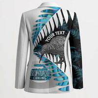 New Zealand Silver Fern Curling Personalised Blazer Aotearoa Kiwi Ponga Paua Shell Version LT14 - Polynesian Pride