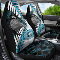 New Zealand Silver Fern Curling Personalised Car Seat Cover Aotearoa Kiwi Ponga Paua Shell Version - Polynesian Pride